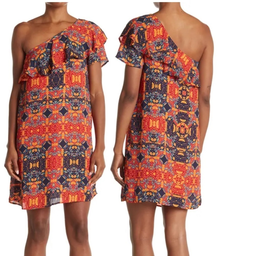 Collective Concepts Printed One-Shoulder Dress - Small